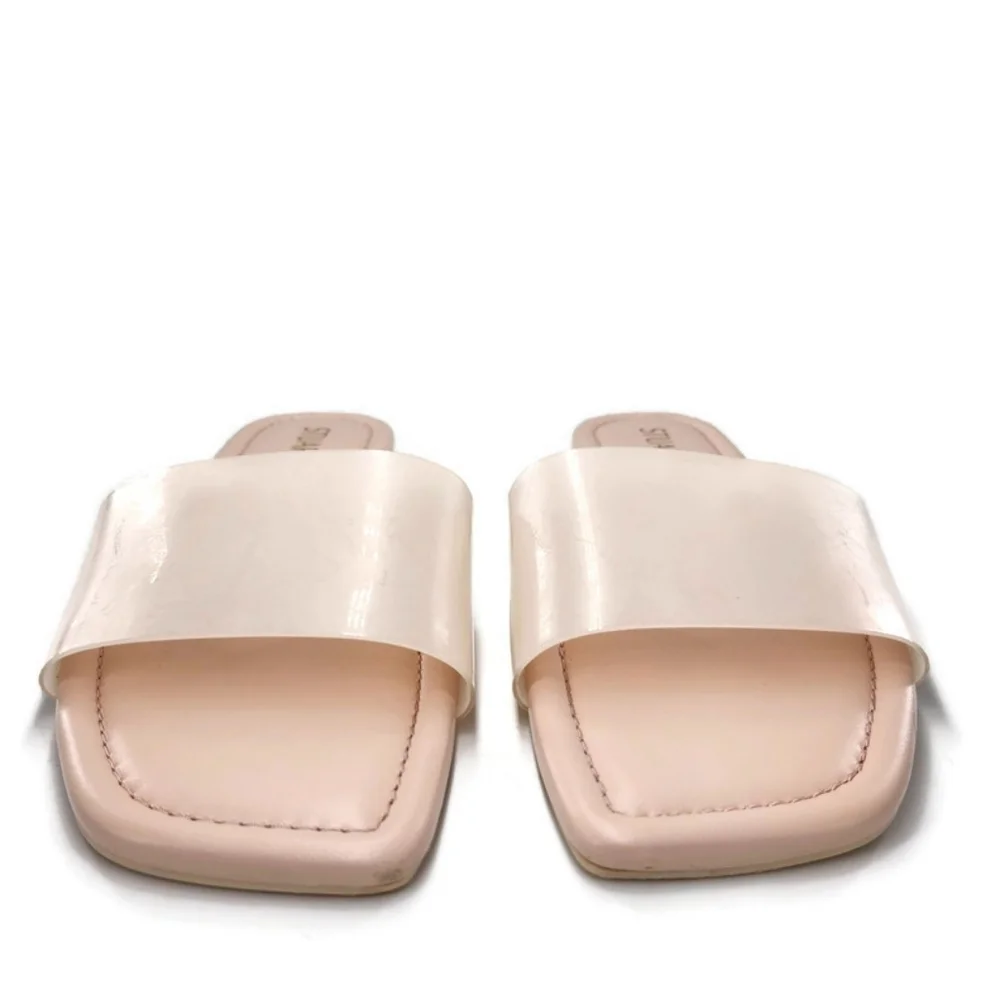 Stuart Weitzman Summer Rosewater Pink Cream Slide-On Flat Sandals